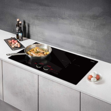 Bếp từ 2 vùng nấu công nghệ mới, kính phủ vân sần chống xước, viền hợp kim nhôm Aviation Shield G1413